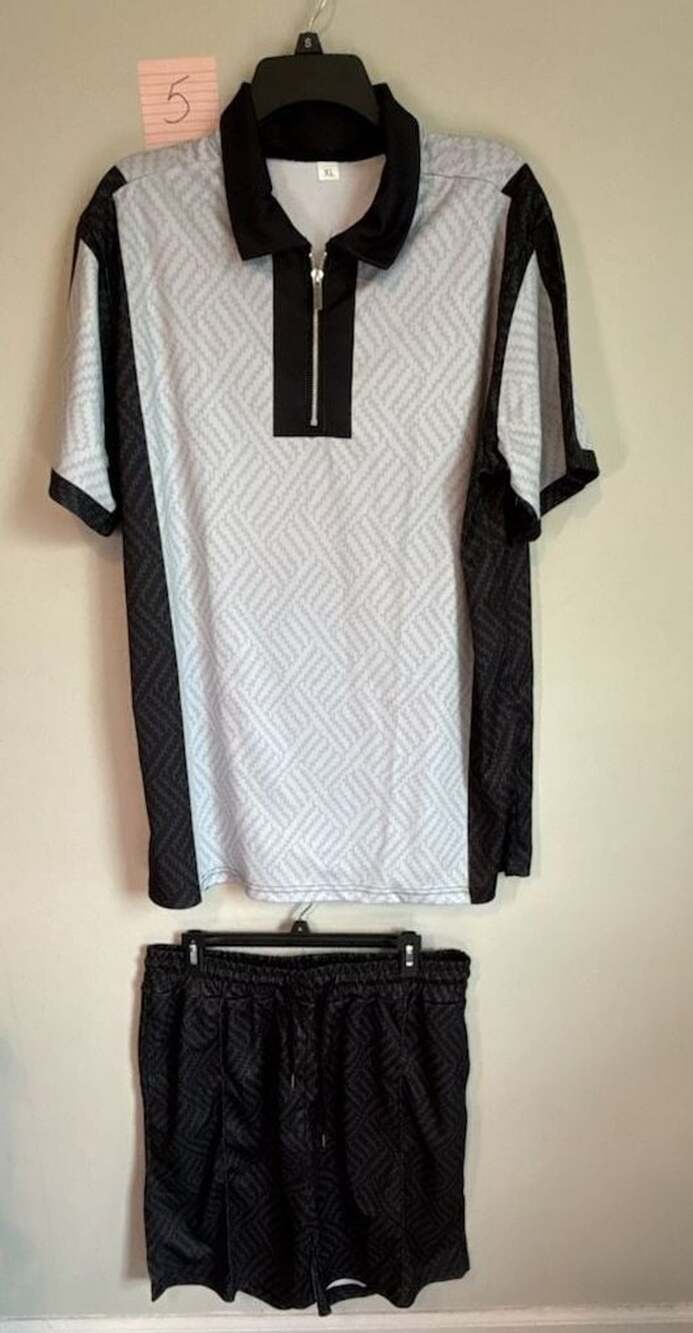 Men's 2-Piece Short Sleeve Zipper Polo Shirt and Casual Shorts Outfit Set